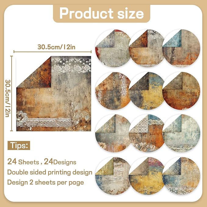 Scrapbook Paper 12x12 inch, 24 Sheets DIY Origami Decorative Craft, Double - Image 2