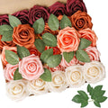 AmyHomie Artificial Flower Shades of Burgundy Rose 25pcs Real Looking Fake by AmyHomie