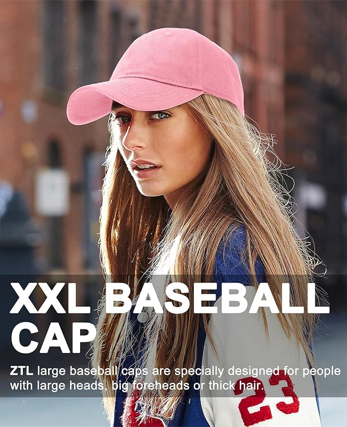 Oversize XXL Baseball Cap for Big Heads 23.6"-25.6", Extra Large Cotton Baseball Hat, Plus Size Unstructured Dad Hats