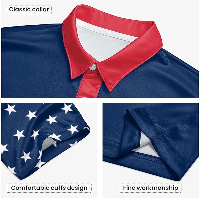 Golf Polo Shirts for Men Funny Print Short Sleeve Golf Shirts Performance Golf Polos