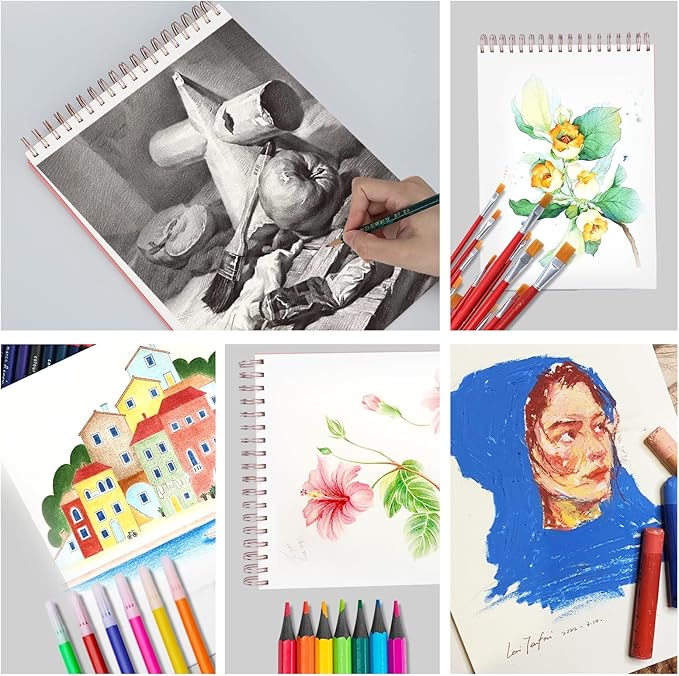 Ddaowanx Mixed Media Sketchbook, 9x12 inches Sketch Pad 60 Sheets Heavyweight - Image 6