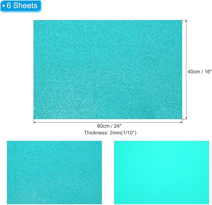 PATIKIL 2mm Thick Non Adhesive Glitter Foam Sheet 16x24inch Blue Green - Image 2