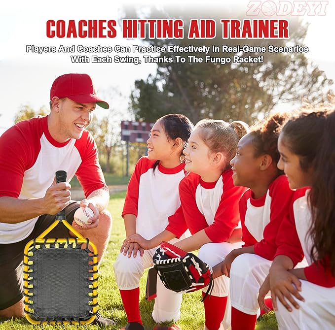 Baseball Racket for Fly Balls, Grounders, and Line Drives - Softball/Baseball Fungo Bat for Coaches and Parents to Help with Auxiliary Training - Attach a Racket Bag and Winding Tape