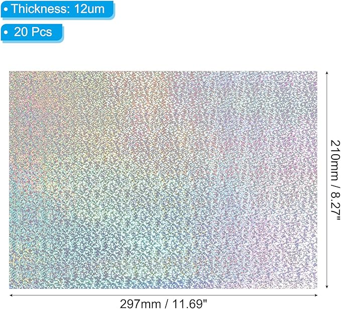 PATIKIL 11.7x8.3" Hot Stamping Foil Paper Sheet, 20 Sheets A4 Heat Transfer Hot - Image 2