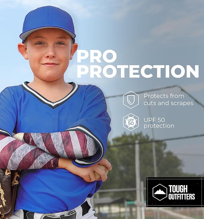 Tough Outdoors Baseball Arm Sleeve Youth & Adults - Compression Arm Sleeves for Kids Boys & Girls Men & Women - Football