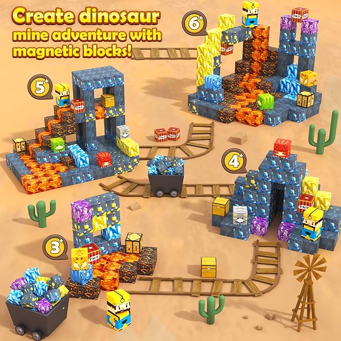 100PCS Magnetic Blocks-Build Mine Magnet World Jurassic Sword Dinosaur Toys - Image 6