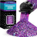 LEOBRO Purple Glitter, 160g/5.64oz Holographic Chunky Glitter by LEOBRO