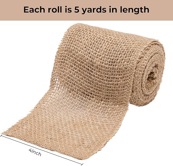 4 Inch Natural Burlap Fabric Roll 10 Yards, Jute Ribbon - Image 3