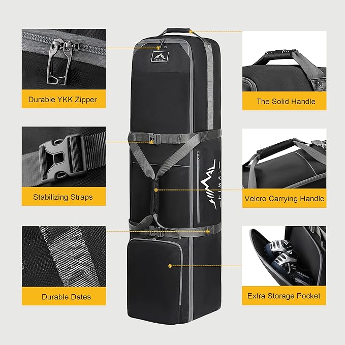 GoHimal Golf Travel Bag with Wheels, 1200D Heavy Duty Oxford Fabric Golf Travel Case for Airlines