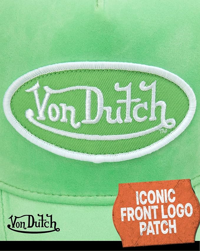 Von Dutch Unisex Trucker Hat - Velvet Curved Bill Mesh Back Retro Classic Adjustable Snapback Baseball Cap for Men and Women