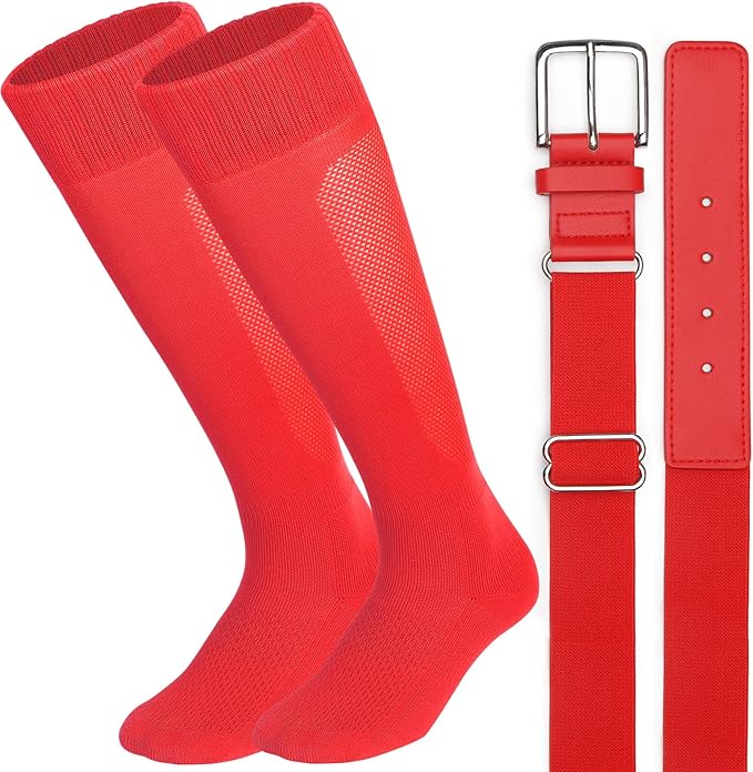 Baseball Socks and Belt Combo for Youth Adult Softball Sock Belt for Boys and Girls