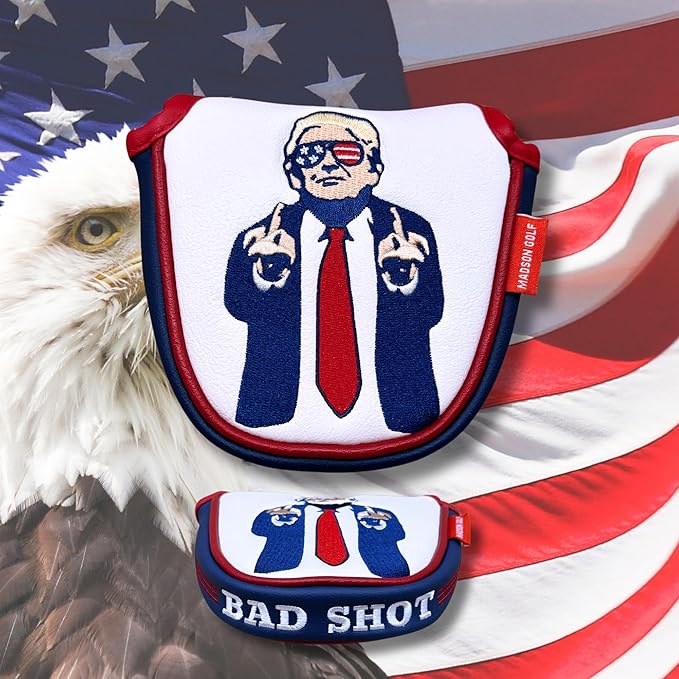 The Original USA Funny Golf Head Covers Trump Bad Shot Driver Fairway Wood Putter Headcover with Madson Golf Cart Magnet for securing Golf Head Cover, Donald Trump Merchandise, Dad Gifts for Birthday