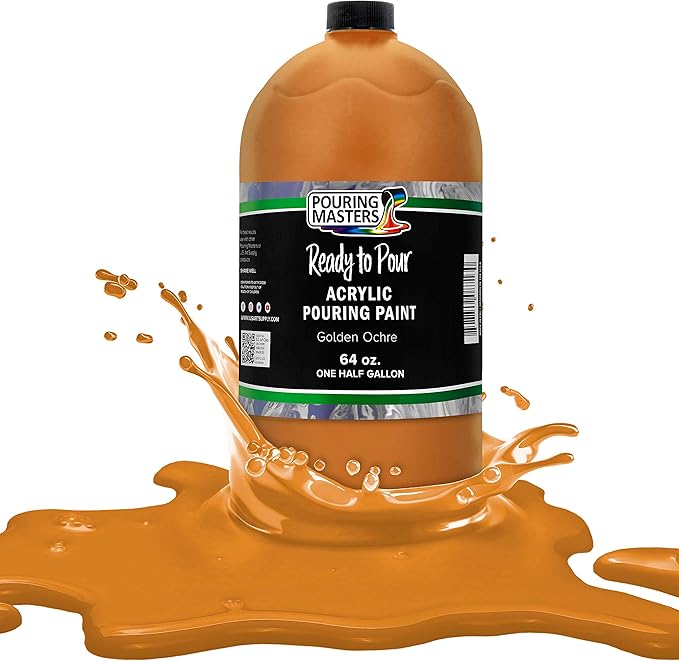 POURING MASTERS Golden Ochre Acrylic Ready to Pour Pouring Paint by Pouring+Masters