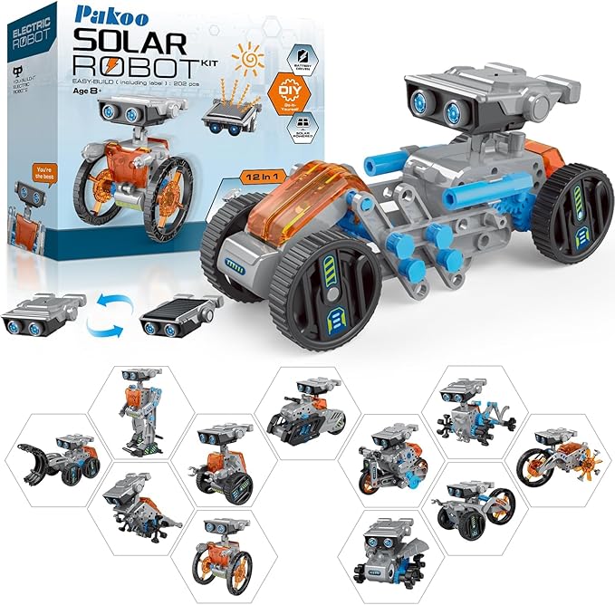 12-in-1 Solar Robot Kit for Kids 8-12, STEM Educational Building Toys by Pakoo