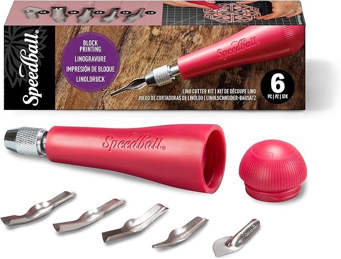 Speedball 4131 Linoleum Cutter – 5 Assorted Lino Cutters Includes Plastic by SpeedballArt