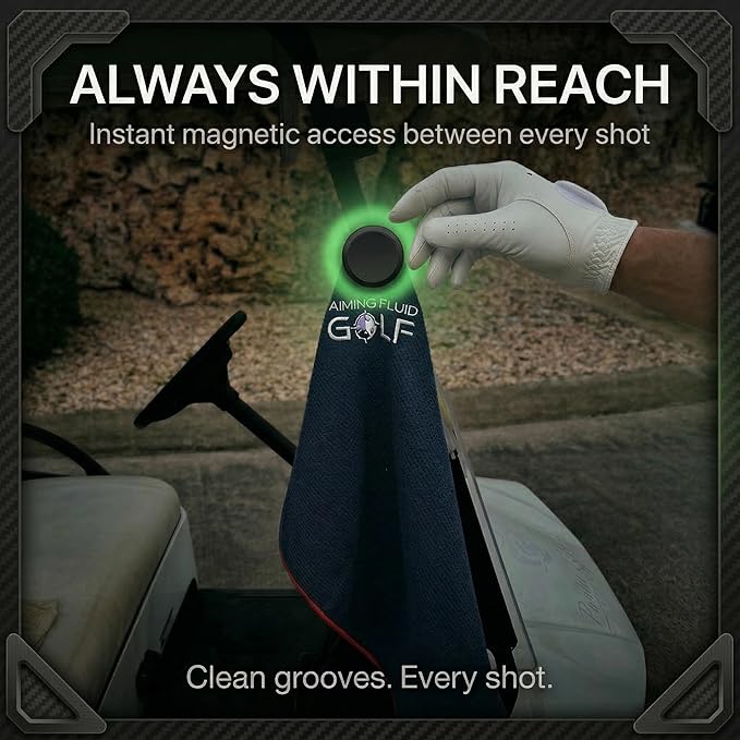 Magnetic Towel Club Glove Gear - 3 Stage Cleaning System- Microfiber Rag with Magnet for Golfcart Bags for Men and Women Cool Grey, 16" x 40" The 40