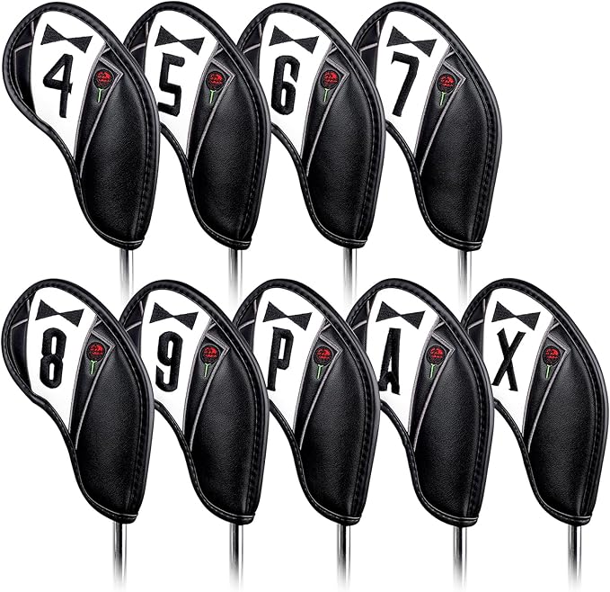 The Golf Father Funny Golf Club Covers, Driver Fairway Wood Hybrid Headcover, Mallet Putter Covers Blade Headcovers Putter Cover Magnetic, Black and White Color Iron Covers for Most Brands