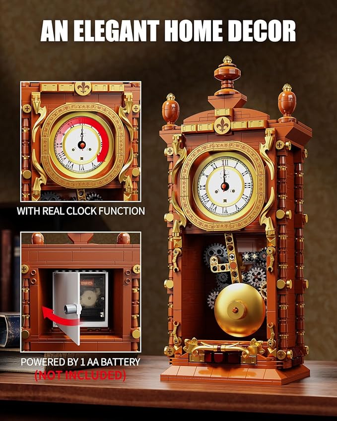 Vintage Pendulum Clock Building Block Set, Stem Toy - Image 3