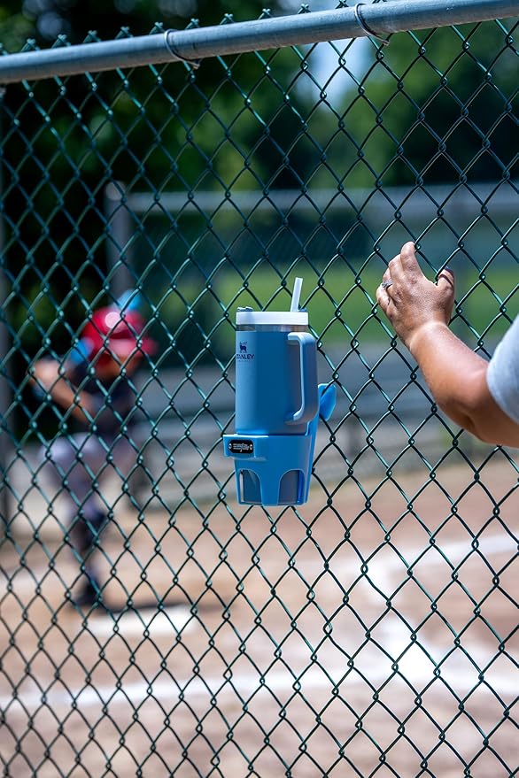 Fence Cup Holder | Drink Holder for Chain Link Fence | Fits Stanley, Yeti & Gatorade | Baseball Dugout, Softball, Pickleball & Tennis | Made in USA | The Fence Buddy (Light Blue)