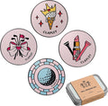 Clapley Ball Markers, Premium Gift Box Set for Golfer, 4pcs Stainless Steel & Oven-Cured Enamel, Eye-catching & Easy to spot, Pair with Magnetic Glove & Clip