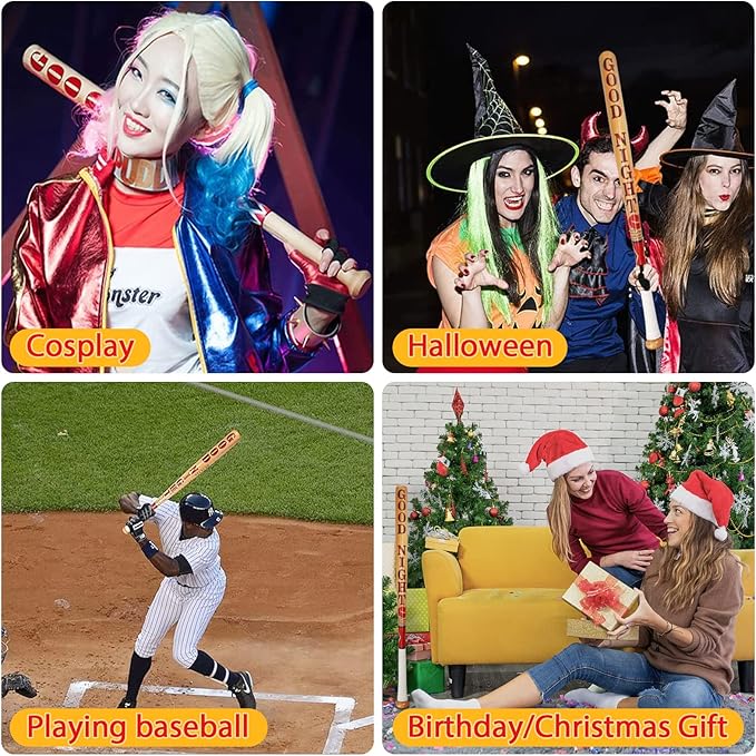 28 Inch Baseball Bats Wooden Baseball Bat Cosplay Halloween Parties Costume Prop for Women Birthday Easter Gift