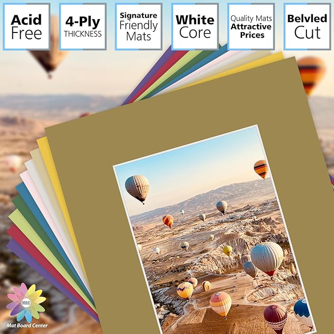 Mat Board Center, 8x10 for 5x7 Mix Color Picture Mat Sets - Image 2