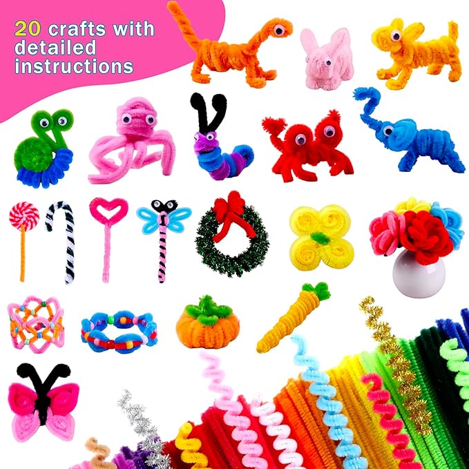 800pcs Pipe Cleaners Crafts Kit, 30 Colors Pipe Cleaners Bulk - Image 2