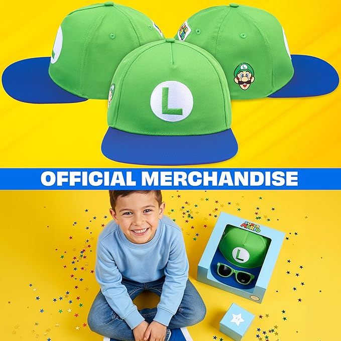 Spongebob | Minecraft | Fortnite | Super Mario | Kids Baseball Cap & Sunglasses with UV Protection, Gifts for Boys