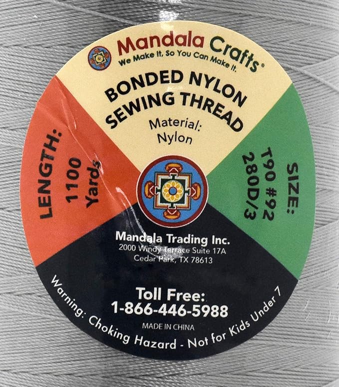 Mandala Crafts Bonded Nylon Thread Gray Heavy Duty Sewing Threads - Image 4
