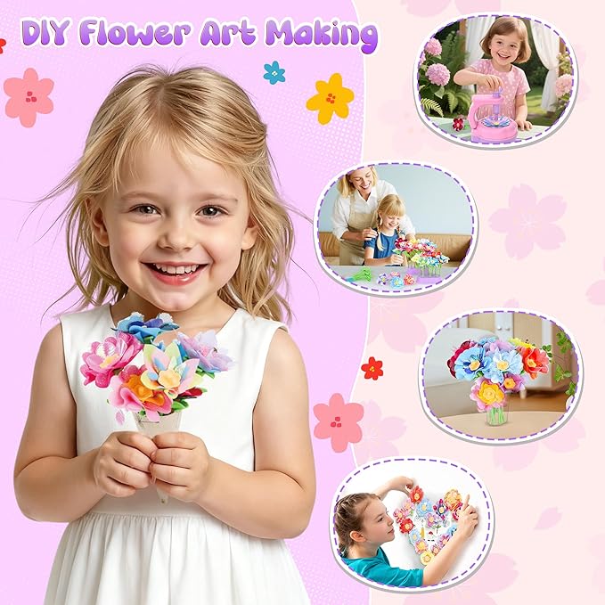 GirlsHome 300+PCS Fabric Flower Bouquets Toys, DIY Flower Crafts Kits - Image 6