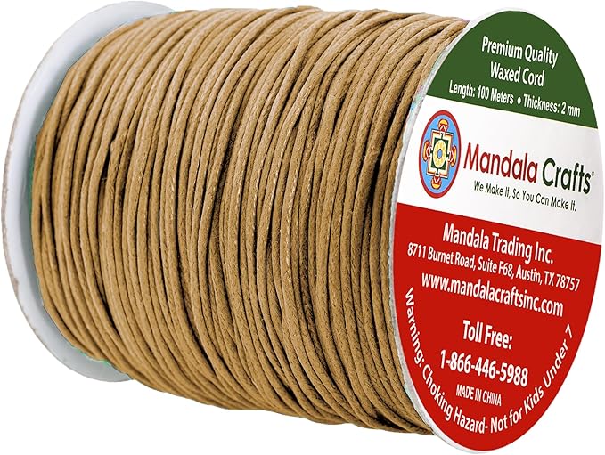 Mandala Crafts 2mm 109 Yards Tan Cotton Waxed Cord - Image 2