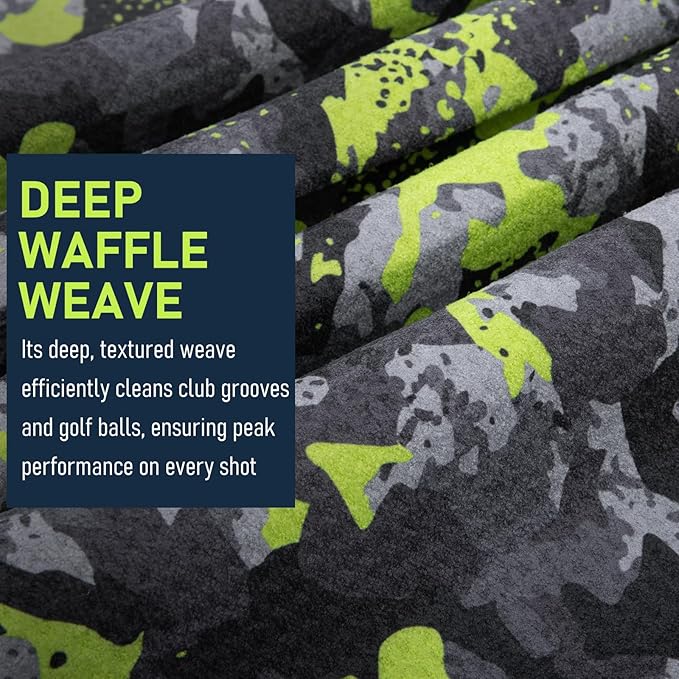 Magnetic Golf Towel 16x24 Ultra Absorbent Waffle Microfiber, Strong Magnet for Cart Clubs, Spot-Clean Design Golf Accessories Gifts for Men (Green-Camo)