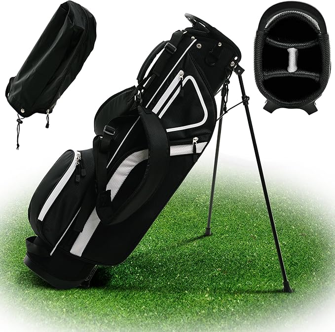 Ultra-Lite Golf Stand Bag - 3 Lbs, 4 Way Divider Portable Golf Club Carry Bag, Water-Repellent Golf Travel Case with Rain Hood, Golf Gifts for Men and Women