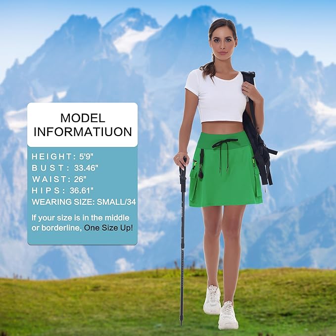 MIVEI Skorts for Woman - Hiking Cargo Skorts with Zipper Pockets, High Waisted Quick Dry Golf Workout, Dressy Casual
