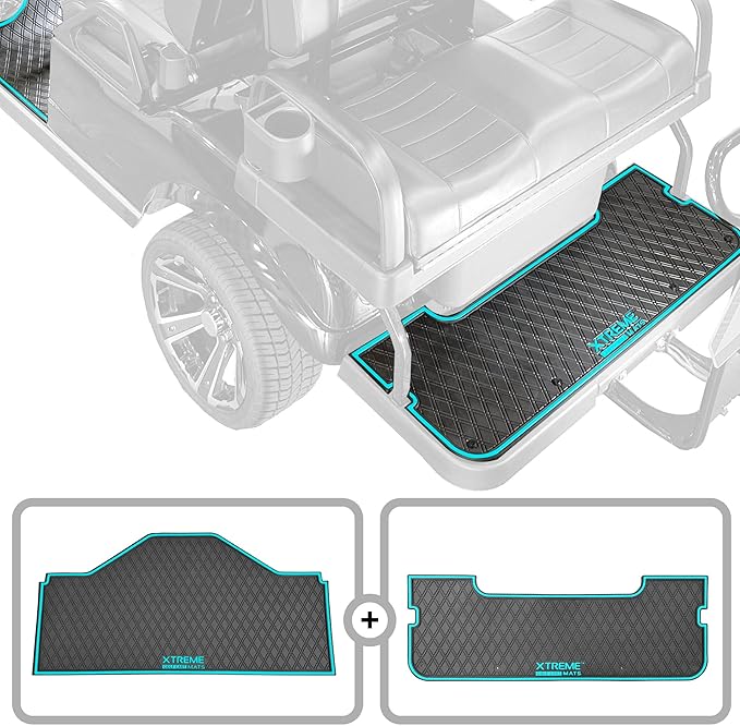 Xtreme MATS Evolution D5 Golf Cart Floor Mat Set - Rubber Double Diamond Design - Fits DMAX, D5, 2+2, 4F, 6F, Including Evolution Maverick and Ranger Trims