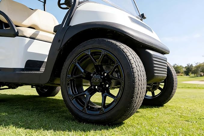 Golf Cart SS Wheel Center Cap Cover, ITP Push in Style Wheel Hub Caps Dust Cover for EZGO Club Car Yamaha and Other Models 8,10,12,14 inch Wheel,4 PCS(Gloss Black with Black SS)