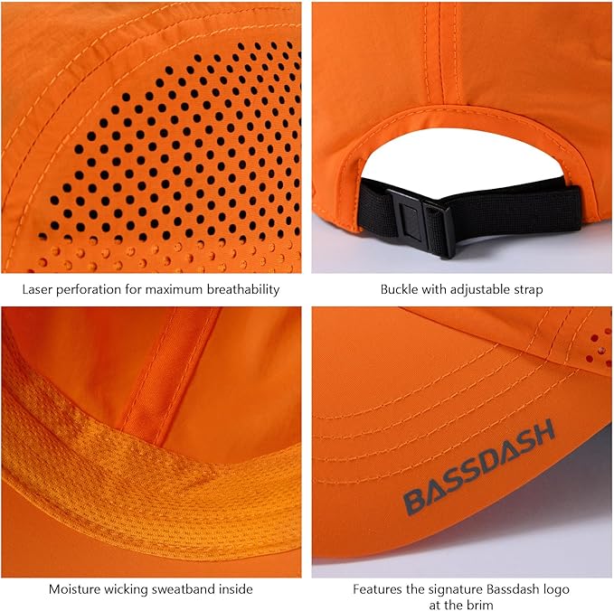 BASSDASH UPF 50+ Foldable Fishing Hat Baseball Cap with Removable Neck Flap Portable for Men Women Golf Hiking