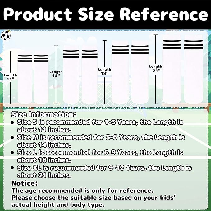 Olreco 1 Pack Toddler Kids Youth Soccer Socks Girls Boys Baseball Socks Youth Knee High Softball Football Accessories Cotton