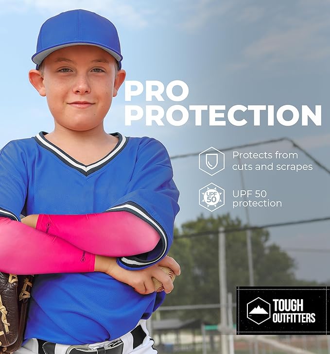 Tough Outdoors Baseball Arm Sleeve Youth & Adults - Compression Arm Sleeves for Kids Boys & Girls Men & Women - Football