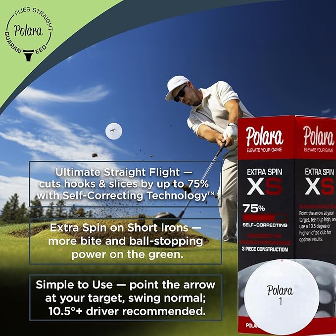 Polara Self-Correcting Golf Balls – High-Performance Golf Balls with Soft Feel, Anti-Slice & Hook Correction, Exceeds USGA Limits, Dimple Design for Maximum Distance, Golf Accessories for Men & Women
