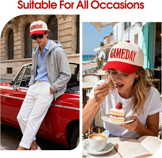 Game Day Hat for Women Men, World Cup Hat Football Softball Basketball Caps