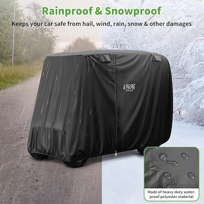 10L0L Universal 2-4 Passenger Golf Cart Cover for Yamaha, EZGO, Club Car, Waterproof Sunproof and Durable