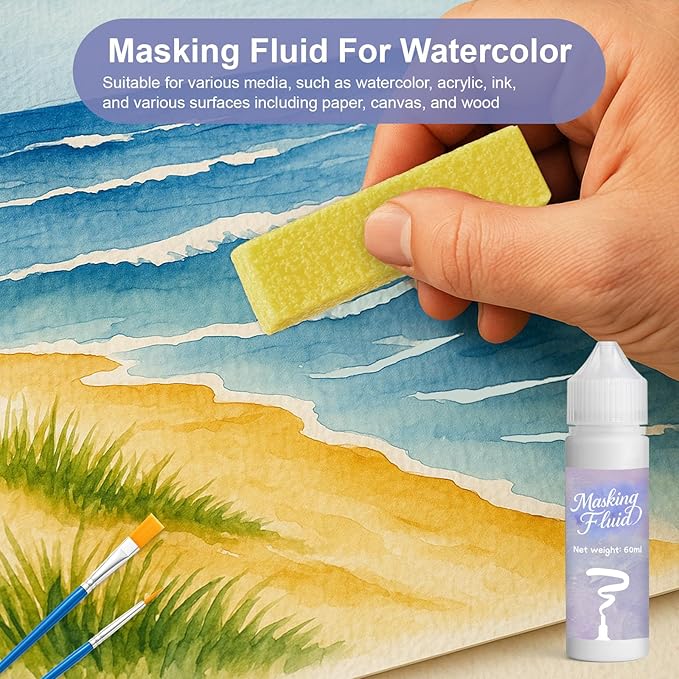 120ml Masking Fluid for Watercolor Painting, Art Watercolor Masking Fluid - Image 7