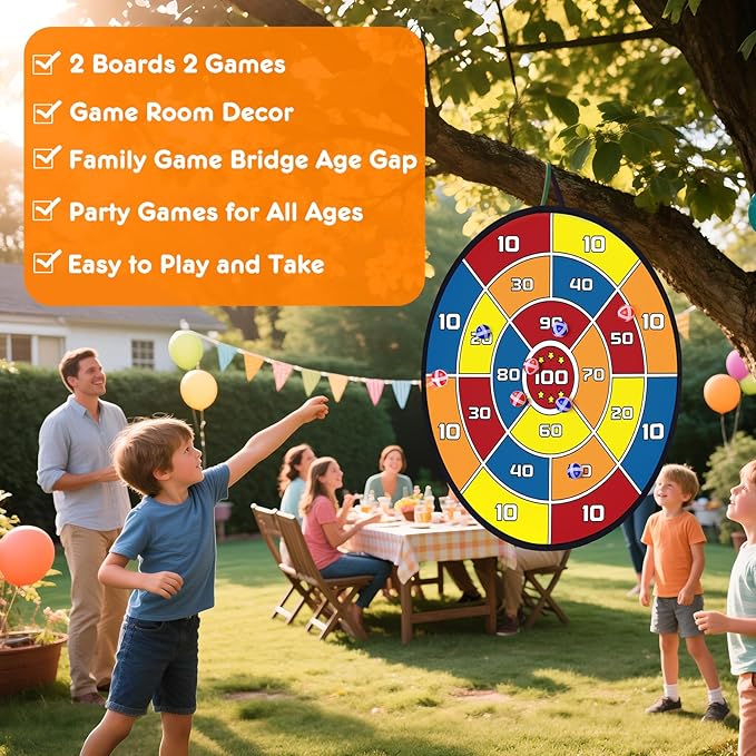 3-in-1 Dart Board for Kids and Adults, Sticky Tic Tac Toe Dart Game for Indoor - Image 6