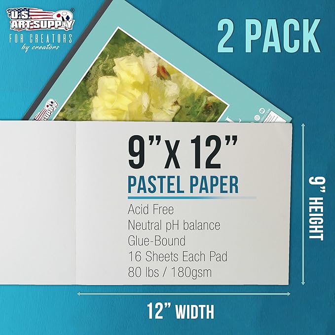 U.S. Art Supply 9" x 12" Pastel Paper Pad: 2 Pack, 4 Neutral Toned Colors - Image 2