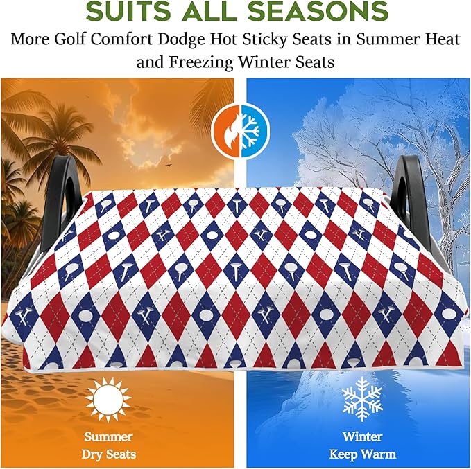Golf Cart Seat Covers Club Car Golf Cart Accessories for Men Women Golf Carts Seat Towel Blanket 2-Seat Golf Cart Decorations