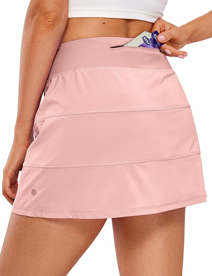 CRZ YOGA High Waisted A line Golf Skirts for Women - Mini Lined Tennis Casual Work Skorts with 3 Pockets