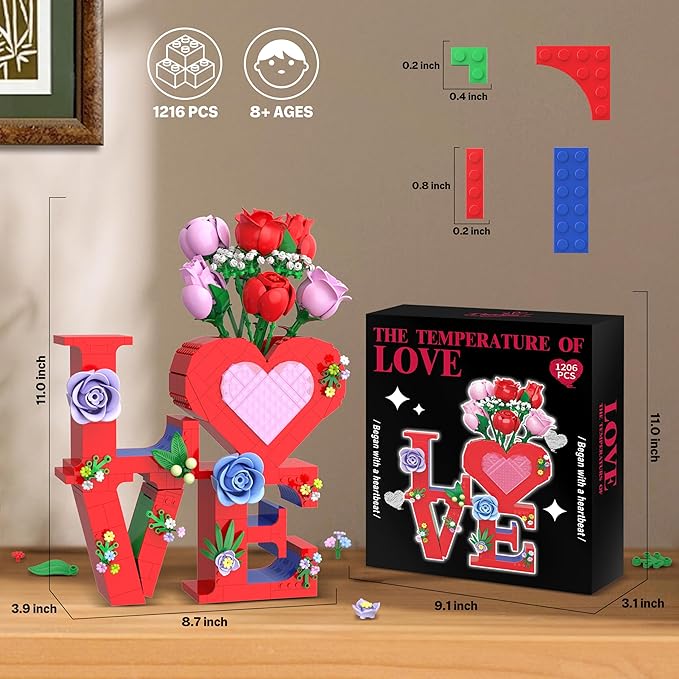 Romantic Love Heart Vase Building Set - Image 6