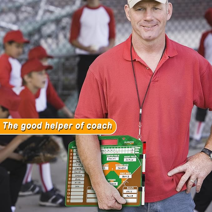 Magnetic Baseball Lineup Board，Baseball Lineup Cards Baseball Lineup Board for Dugout Baseball Clipboard for Coaches Softball Lineup Cards Marker Boards Baseball Coaching Accessories (Brown)