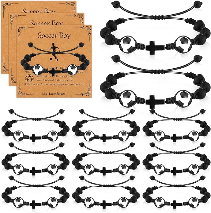 12 Set Sport Adjustable Beaded Bracelets Gifts Football Softball Soccer Volleyball Golf Basketball Hockey Bracelets for Women Men Adjustable Beaded Accessories